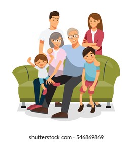 family together on the sofa