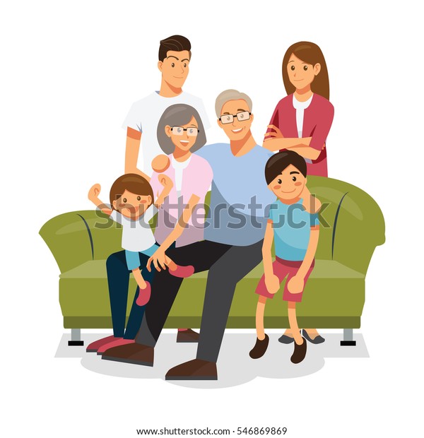 Family Together On Sofa Stock Vector (Royalty Free) 546869869