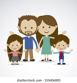 family together over gray background vector illustration