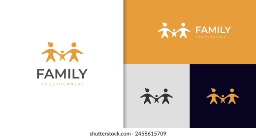 family together parent and children logo icon design vector illustration symbol