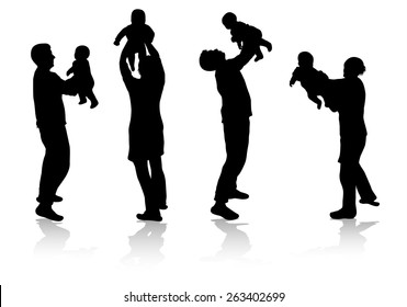 family together silhouettes