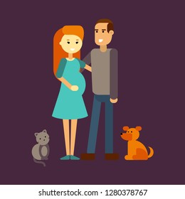 Family together. Vector illustration of a flat design
