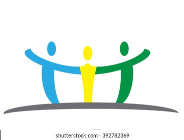Family touching with hands color easy logotype illustration