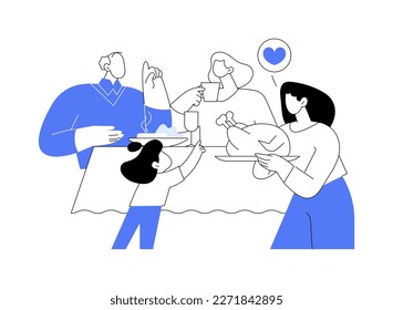 Family tradition abstract concept vector illustration. Family reunion, ancestors tradition, home party, day for gathering together, having good time, festive dinner, celebration abstract metaphor.