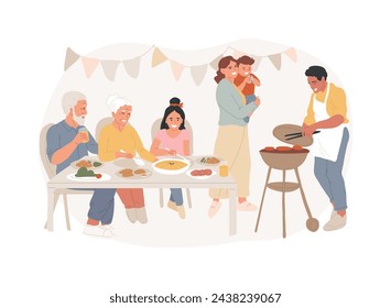 Family tradition isolated concept vector illustration. Family reunion, ancestors tradition, home party, day for gathering together, having good time, festive dinner, celebration vector concept.