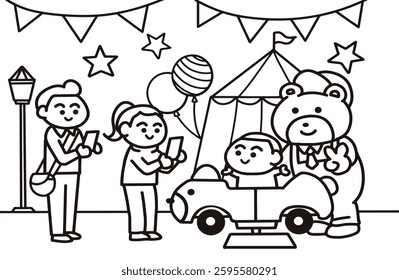 Family travel at Circus  coloring pages.