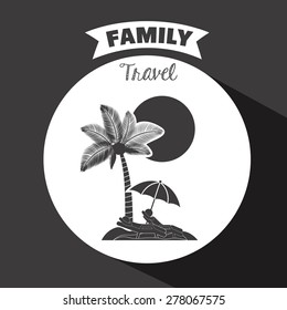 Family travel design over black background, vector illustration