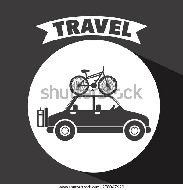 Family travel design over black background,\
vector illustration