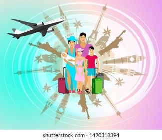 Family travel vacation banner decor