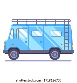 family travel van. transport goes on vacation. Flat car vector illustration.