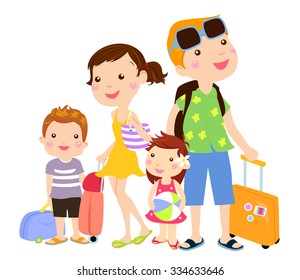 Family travel, vector illustration