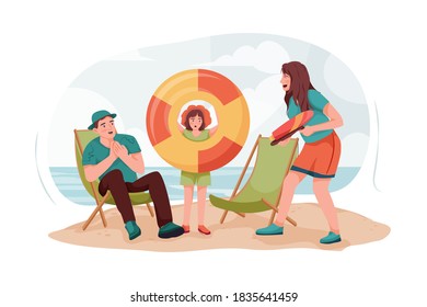 Family Travel Vector Illustration concept. Can use for web banner, infographics, hero images. Flat illustration isolated on white background.