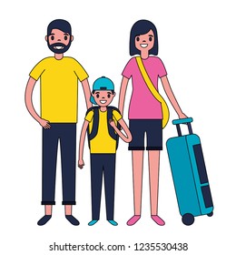 family travelers tourist baggage 