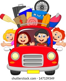 Family traveling with car