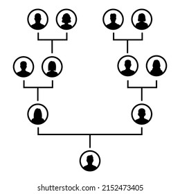 Vástagos negros de árbol familiar aislados en blanco. Diseño genealógico vectorial