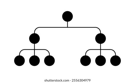 Family tree in black circle. leadership people structure. teamwork sign. hierarchy pyramid. hierarchy lines. people teamwork management illustration