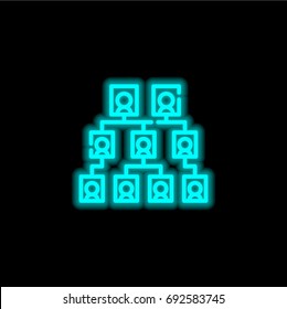 Family tree blue glowing neon ui ux icon. Glowing sign logo vector