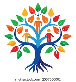 Family tree colourful vector illustration