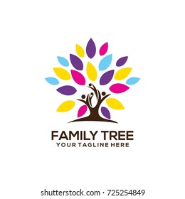 Family tree concept icon logo template