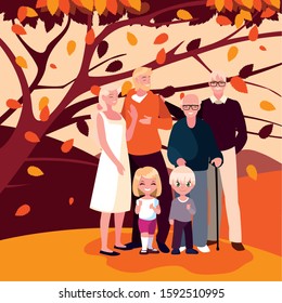 Family and tree design, Autumn season nature ornament garden decoration and thanksgiving day theme Vector illustration