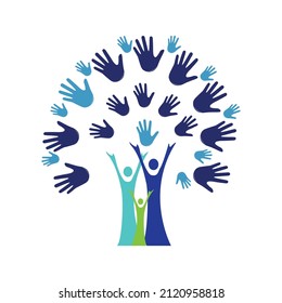Family tree design vector illustration with helping hand