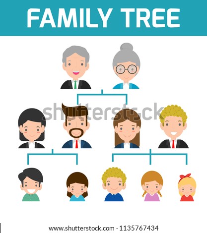 Family Tree Diagram Members On Genealogical Stock Vector (Royalty Free
