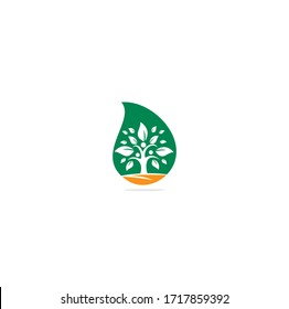 Family Tree drop shape concept Logo Design. Family Tree Symbol Icon Logo Design.