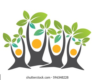 family tree with elaves mother, father and daughter and son
