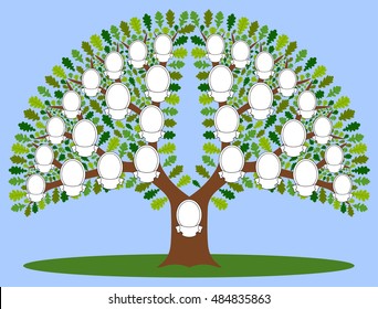 family tree. The file has four layers: background, stem, leaves and frame. Four kinds of leaves.