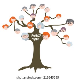 Family tree - funny cartoon illustration