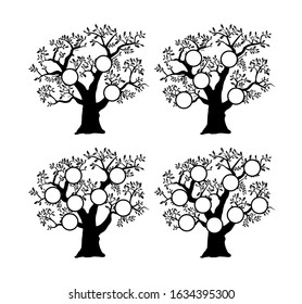 The family tree genealogical silhouette is a template for home household history creativity and domestic albums of photos and homework creativity.