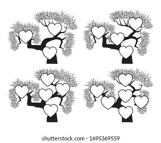 The family tree genealogical silhouette is a template for home household history creativity and domestic albums of photos and homework creativity.
