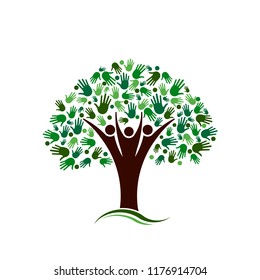 Family Tree with Hands Network Vector logo