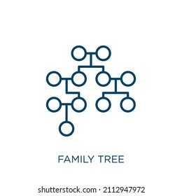 Family Tree Icon. Thin Linear Family Tree Outline Icon Isolated On White Background. Line Vector Family Tree Sign, Symbol For Web And Mobile