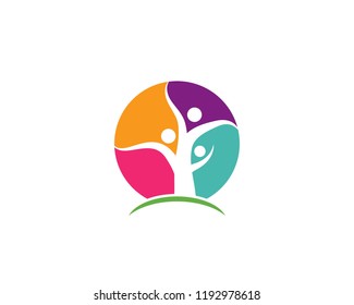 family tree ilustration logo template vector illustration