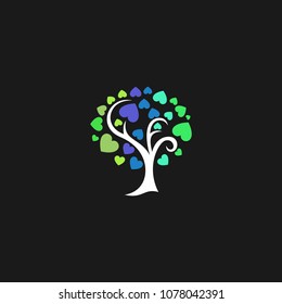 Family tree isolated logo icon design template. Green eco nature vector illustration