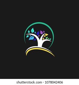 Family tree isolated logo icon design template. Green eco nature vector illustration