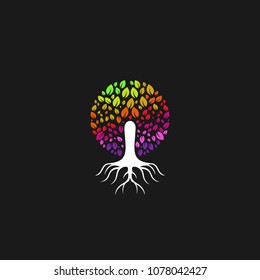 Family tree isolated logo icon design template. Green eco nature vector illustration