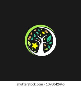Family tree isolated logo icon design template. Green eco nature vector illustration
