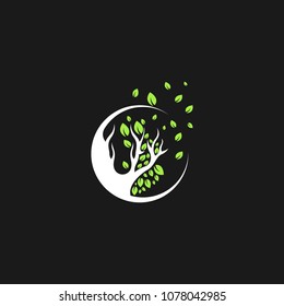 Family tree isolated logo icon design template. Green eco nature vector illustration