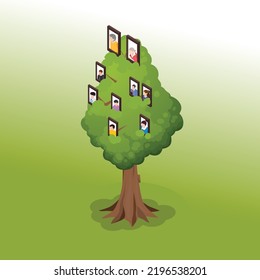 Family tree isometric 3d vector illustration concept for banner, website, illustration, landing page, flyer, etc.