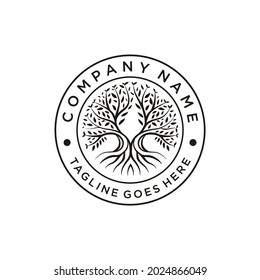 Family Tree of Life Emblem logo design vector