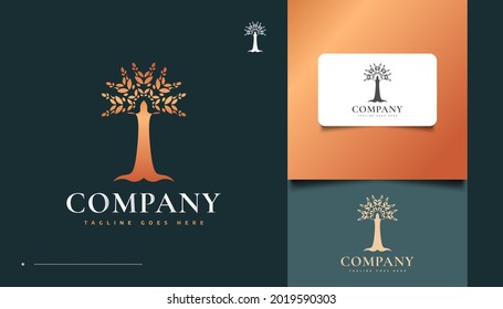 Family Tree of Life Logo Design in Golden Gradient