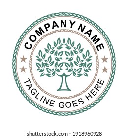 Familienbaum des Lebensstempels Siegel Emblem Oak Banyan Ahorn Logo Design Vektor. Treel ogo Emblem Logo Design Inspiration.