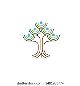 family tree line art style logo icon illustration