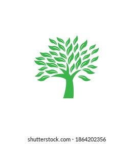  Family Tree Logo. Abstract Vector Green Tree Icon. Stock Illustration.
