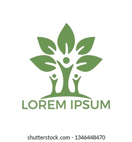 Family tree logo design. Family health logo design template. Family tree logo and plant, family care symbol icon design vector.