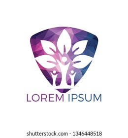 Family tree logo design. Family health logo design template. Family tree logo and plant, family care symbol icon design vector.