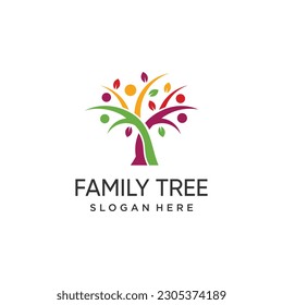 Family tree logo design vector with unique abstract style