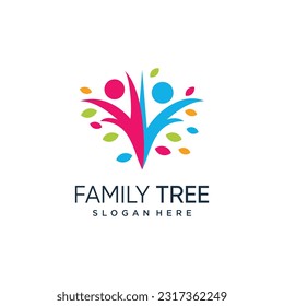 Family tree logo design vector with creative abstract idea